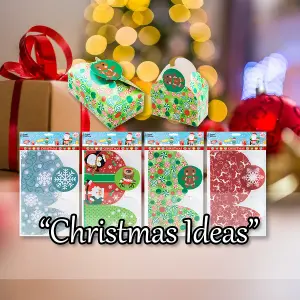 Christmas Gift Boxes 4 Xmas Themed Designs 1 x Varied Design 18x7x11cm