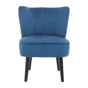 Interiors by Premier Blue Velvet Chair, Curved Back Accent chair, Easy to Assemble Borg Chair, Comfy Office Chair