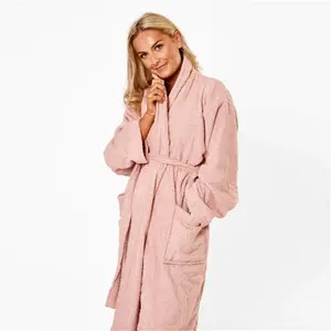 Brentfords 100% Cotton Towelling Dressing Gown, Adults - Blush Pink