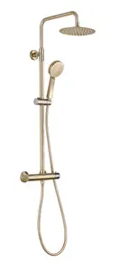 Keenware KBS-222 Bondi Midas Round Overhead Shower System: Brushed Brass