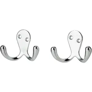 AFIT Chrome Double Twin Robe Hook Twin Coat Hook - Pack of 2