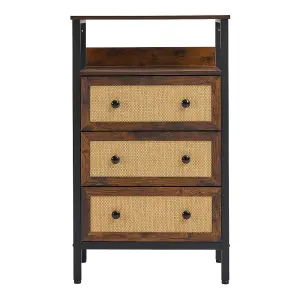 Rattan Storage Cabinet with 3 Drawers and Shelf