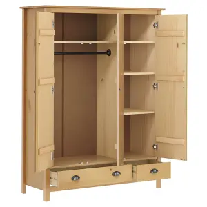 3-Door Wardrobe Hill 127x50x170 cm Solid Pine Wood