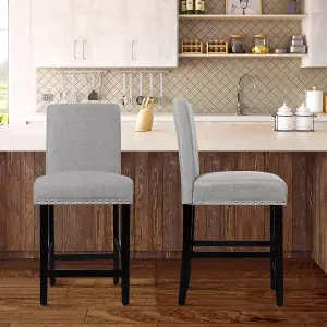 Costway Set of 2 Bar Stools Counter Height Chair Upholstered W/ Low Backrest & Wide Seat