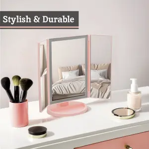 Maison by Premier Cassini Tri Fold Border Pink Table Mirror