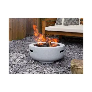 Field & Flame Dahlia Wood Burning BBQ Fire Pit in Concrete Grey 26745