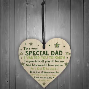 Red Ocean Novelty Gift For Dad Wooden Hanging Heart Gift For Fathers Day Keepsake For Him