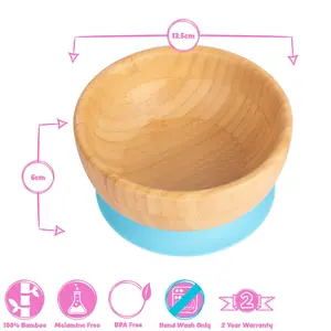 Tiny Dining - Children's Bamboo Suction Bowl - Pink