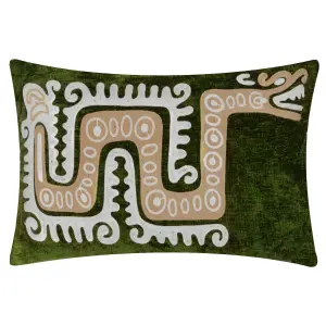 Wylder Dynasty Dragon Embroidered Chenille Feather Rich Cushion