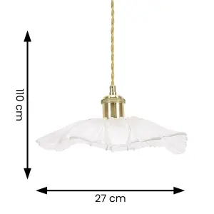 ValueLights Cassia Gold Hanging Pendant Ceiling Light with Clear Glass Flower Shade - LED Bulb Included