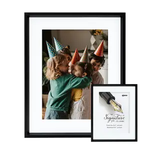 Kenro Signature Classic Matte Black Metal Photo Frame A4 / 21x29.7cm with Picture Mat for Photo 9x6"/ 23x15cm - SGC2315B