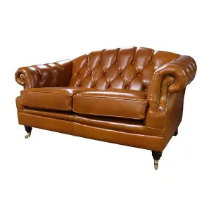 Chesterfield Handmade Victoria 2 Seater Sofa Settee Newcastle Spice Real Leather