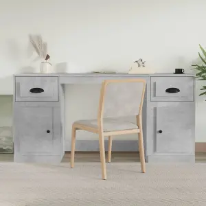 Berkfield Desk with Cabinet Concrete Grey Engineered Wood