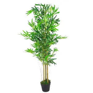 120cm (4ft) Natural Look Artificial Bamboo Plants Trees with Silver Metal Planter