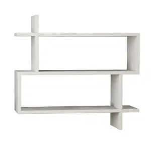 Argonaut Modern Wall-Mounted 2-Tier Floating Bookshelf White