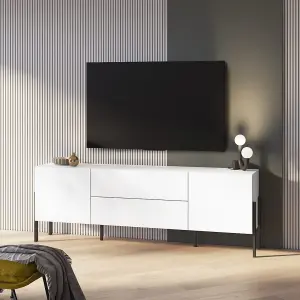 Sleek Yukon 40 TV Cabinet 2040mm in White - Contemporary Media Unit H700mm D400mm