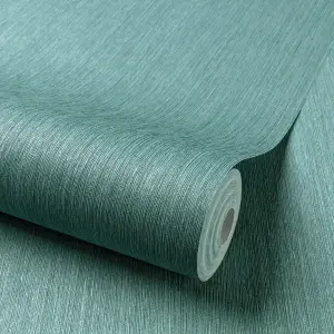 Grandeco Concerto Grasscloth Textured  Wallpaper, Deep Teal