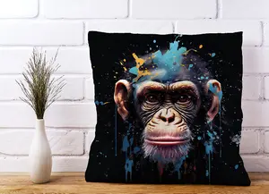 Monkey Face Splashart with Blue Cushions 45cm x 45cm