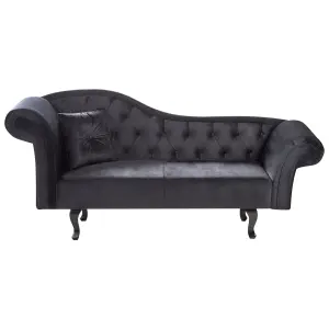 Left Hand Velvet Chaise Lounge Black LATTES II