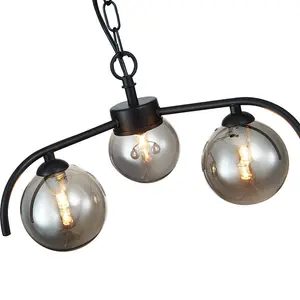 Luminosa Contemporary Multi Arm Pendant Ceiling 3 Light Black, Glass