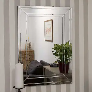 MirrorOutlet Langley All Glass Modern Bevelled Wall Mirror 100 x 70CM