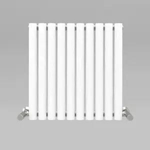 White Oval Tube 600x590mm Horizontal Single Panel Heated Towel Radiator