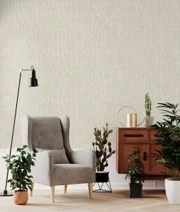 Galerie Feel Beige Metallic Bamboo Lines Wallpaper Roll