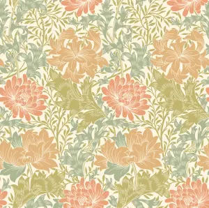 Hoopla Walls Chrysanthemum  Sage & Amber Smooth Matt Wallpaper