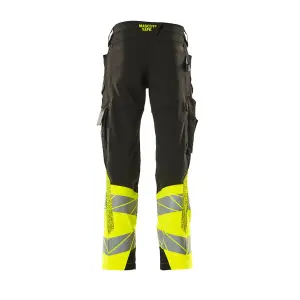 Mascot Accelerate Safe Trousers with Kneepad Pockets - Black/Hi-Vis Yellow   (40.5) (Leg Length - Long)