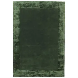 Handmade Modern Rug, Green Rug for Bedroom, & Living Room Rug, Bordered Wool Rug, Luxurious Plain Rug-160cm X 230cm