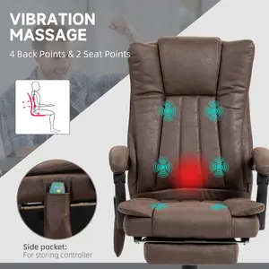 Vinsetto 6-Point Vibrating Heat Massage Chair w/ Microfibre Upholstery Brown