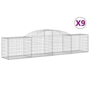 Berkfield Arched Gabion Baskets 9 pcs 300x50x60/80 cm Galvanised Iron