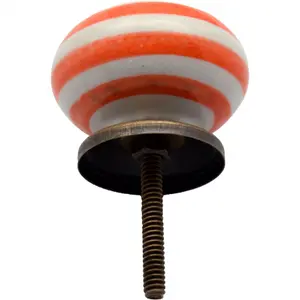 Nicola Spring - Round Ceramic Cabinet Knob - Orange Stripe