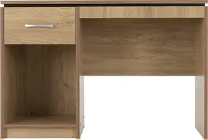 Charles Computer Desk in Oak Effect Veneer with Walnut Trim