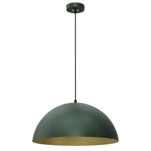 Milagro Beta Hand Made Designer Pendant Lamp 45cm 1xE27 In Matt Green With Gold Interior