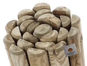 Wooden Log Edging rolls Border Lawn Border Edge  (H)180mm (L)1.8m Set of 4