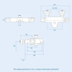 Nes Home Modern Wall Mounted Thermostatic Bath Shower Mixer Tap