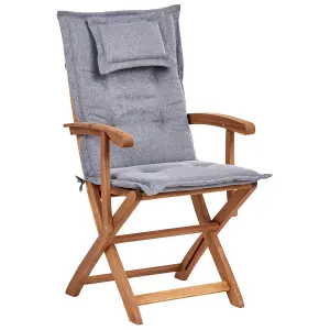 Set of 2 Garden Chairs with Cushions MAUI II Acacia Wood Grey