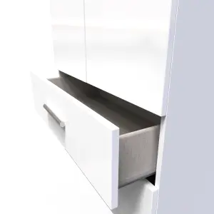 Harrow 2 Door 2 Drawer Wardrobe in White Gloss (Ready Assembled)