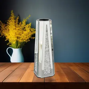 33Cm Mirror Flower Vase Crushed Diamond Silver Vases Living Room