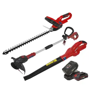 Sealey 3 x 20V SV20 Series Garden Power Tool Kit - 2 Batteries CP20VCOMBO6