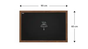 ALLboards Waterproof Chalkboard with Varnished Wooden Frame 90x60cm, Chalk Writing Board Outdoor, Indoor