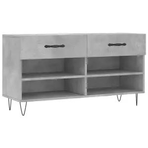 Berkfield Shoe Bench Concrete Grey 102x35x55 cm Engineered Wood