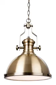 Luminosa Albion 1 Light Dome Ceiling Pendant Antique Brass, E27