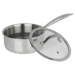 URBNCHEF 20cm Diameter 4Pcs Non Stick Stainless Steel Induction Frying Pan Saucepan Casserole Set