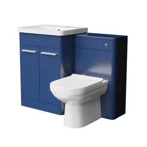 Nes Home 600mm Freestanding Vanity Unit with Basin, BTW Toilet, WC unit Royal Blue