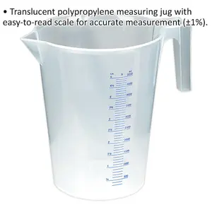 5 Litre Clear Measuring Jug with Easy Read Scale and Spout for Accurate Pouring