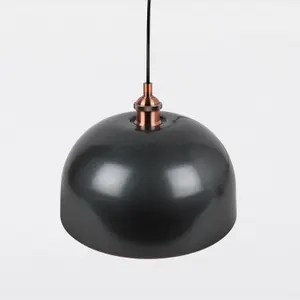 First Choice Lighting Industrial Nickel with Copper Detail Dome Pendant