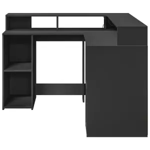 Berkfield Desk with LED Lights Black 130x130x91 cm Engineered Wood