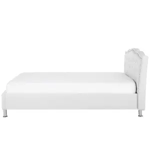 Faux Leather EU Double Size Ottoman Bed White METZ